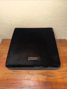 CHANEL Parfums Black Velvet Accessory Case with Metal Plaque